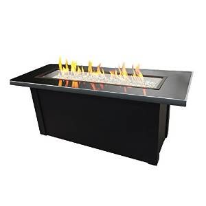 Fire Pit Table with Black Glass Top